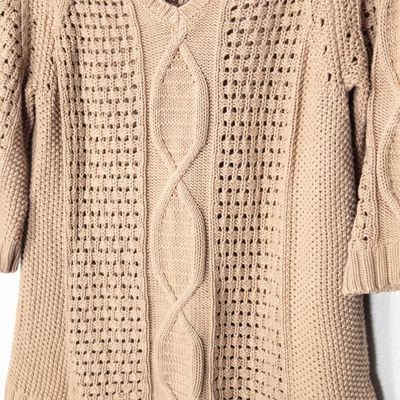 Gap London Women’s Beige Cable Knit V-Neck Sweater Classic Y2K Coastal Size L - Picture 4 of 8
